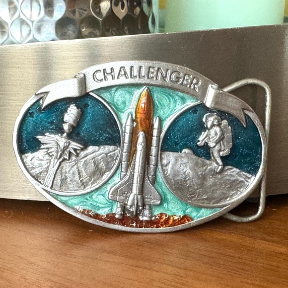 Vintage Challenger Space Shuttle Belt Buckle